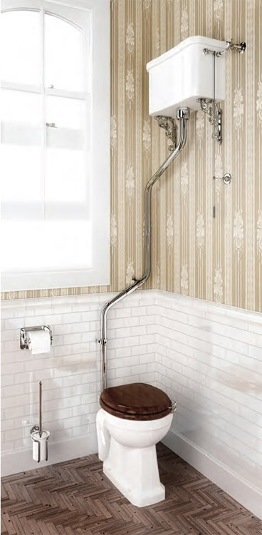 Burlington high level cistern with angled pipes
